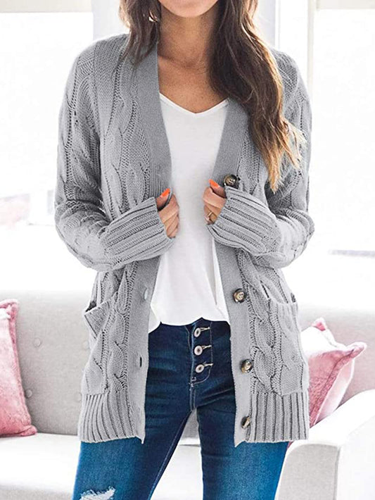 Cable-Knit Buttoned Cardigan